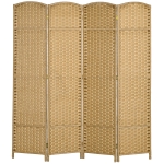 HOMCOM Folding Room Divider Screen 4 Panel 5.6 ' Tall Privacy Screen Freestanding Room Partition for Home Office, Nature Wood