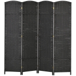HOMCOM Folding Room Divider Screen 4 Panel 5.6 ' Tall Privacy Screen Freestanding Room Partition for Home Office, Black
