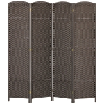 HOMCOM Folding Room Divider Screen 4 Panel 5.6 ' Tall Privacy Screen Freestanding Room Partition for Home Office, Brown