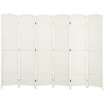 HOMCOM Folding Room Divider Screen 6 Panel 6' Tall Privacy Screen Freestanding Wood Partition for Home Office, White