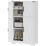 HOMCOM Farmhouse Kitchen Pantry, Freestanding Kitchen Pantry Storage Cabinet with Barn Doors and Adjustable Shelves, White