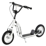 Aosom Youth Scooter Front and Rear Caliper Dual Brakes 12-Inch Inflatable Front Wheel Ride On Toy For Age 5+ - White