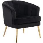 HOMCOM Fabric Armchair, Modern Accent Chair with Gold Metal Legs for Living Room, Bedroom, Home Office, Black