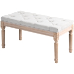 HOMCOM 32" Linen Upholstered Bedroom Bench, French End of Bed Bench with Thick Padded Cushion and Wooden Legs, Cream White