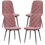 HOMCOM Dining Chairs Set of 4, Upholstered Dining Room Chairs with Steel Legs, Modern Kitchen Chair for Dining Room, Pink