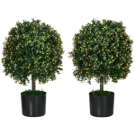 HOMCOM 2 Pack Artificial Tree Boxwood Topiary with Fruits, 20.75", Orange