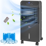HOMCOM 3-In-1 Ice Cooling Fan, Mobile Evaporative Air Cooler with Remote, Timer, Oscillating for Home Office, Bedroom, Black