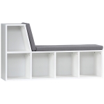 HOMCOM Multi-Purpose Bookshelf with 5 Cubes, 5-Cubby Bookcase with Cushioned Reading Nook and Storage Shelves, Grey