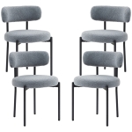 HOMCOM 4 Pieces Kitchen Chairs, Modern Dining Chairs w/ Berber Fleece Upholstery and Steel Legs for Living Room, Grey