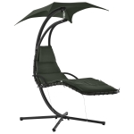 Outsunny Floating Chaise Lounge Outdoor Porch Swing Chair Hanging Hammock Reclining Seat  w/ Arc Stand & Canopy Umbrella Charcoal Grey