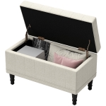 HOMCOM Storage Ottoman, Linen Fabric End of Bed Bench with Button Tufted Storage Bench for Bedroom, Beige