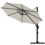 Outsunny 10' Offset Patio Umbrella Cantilever Umbrella with Aluminium Pole 360° Rotation and Tilt Adjustment, White