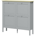 HOMCOM Entryway Shoe Storage Cabinet with 4 Flip Drawers, Adjustable Shelves, Narrow Shoe Cabinet for 20 Pairs of Shoes, Grey