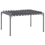 Outsunny 12.8' x 9.7' Outdoor Pergola with Retractable Roof, Aluminium Louvered Pergola Canopy Gazebo for Lawn Garden Patio, Grey