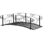 Outsunny 6' Metal Arch Backyard Garden Bridge, Safety Siderails, Arc Footbridge for Backyard Creek, Stream, Pond, Black