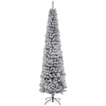 HOMCOM 7.5ft Flocked Christmas Tree, Pencil Christmas Tree with Realistic Branch Tips, Folding Metal Stand, Black