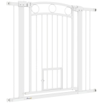 PawHut 38" Extra Tall Dog Gate w/ Cat Door, 2 Extension Kits, for Doorways, Hallways, Stairways, 30"-41" Width