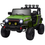 Qaba 12V Battery Powered Ride on Car, Ride on Truck w/ Remote, 4 Suspension Wheels, Music Horn Lights, Green