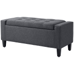 HOMCOM Storage Ottoman Bench, Linen Upholstered Bench with Tufted Design