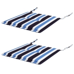 Outsunny 2-Piece Seat Cushion Replacement, Outdoor Patio Chair Cushions Set with Ties, Button Tufted, Blue White Strip
