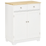 HOMCOM Sideboard Buffet Cabinet with Storage, 27" Kitchen Cabinet with Adjustable Shelf, 2 Drawers and 2 Doors, Coffee Bar Cabinet with Rubberwood Tabletop, White