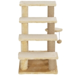 PawHut Cat Tree, Cat Tower Cat Stair Steps with Scratching Post, Hanging Play Ball for High Bed, Sofa, Indoor / Outdoor