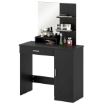 HOMCOM Vanity Desk with Mirror, Makeup Vanity w/ Drawer, Open Compartment and Shelves, Cabinet, Adjustable Shelves for Bedroom