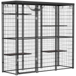 PawHut Weld Wire Catio Outdoor Indoor with Waterproof Cover, 4 Jumping Platforms, Hammock, for 1-3 Kittens, 69" x 22" x 62"