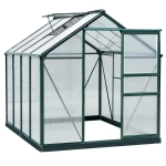 Outsunny 6' x 8' Outdoor Greenhouse with Rain Gutter and Roof Vent for Patio Backyard Dark Green