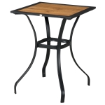 Outsunny 28" Outdoor Dining Table, Faux Wood Patio Furniture, Square Wood-Like Garden Table with Water Safe Design, Brown