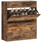 HOMCOM Narrow Shoe Storage with 2 Flip Drawers and Adjustable Shelves Shoe Organizer Cabinet for 12 Pairs of Shoes, Brown