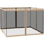 Outsunny Replacement Mesh Sidewall Netting for 10' x 10' Gazebos and Canopy Tents with Zippers, (Sidewall Only) Beige