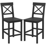 HOMCOM Counter Height Stools Set of 2, Farmhouse Bar Stools with Backs, Solid Wood Counter Stools for Kitchen Island