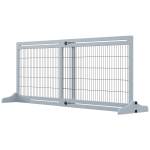 PawHut 41"-71" Wooden Freestanding Pet Gate with Support Feet, for Small Medium Dogs, Grey-Blue