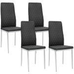 HOMCOM Kitchen Chairs Set of 4, Dining Chairs w/ Faux Leather Upholstery and Steel Legs for Living Room, Dining Room, Black
