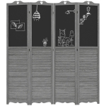 HOMCOM Wooden Room Divider with Blackboard, 4 Panel Folding Privacy Screen for Home Office, 5.5', Gray