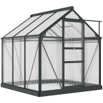 Outsunny Greenhouse Garden, Green House, Outdoor Greenhouse Kit, PC Board with Sliding Door, 6.2' x 6.3' x 6.6', Grey