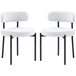 HOMCOM 2 Pieces Kitchen Chairs, Modern Dining Chairs w/ Berber Fleece Upholstery and Steel Legs for Living Room, Cream White