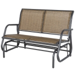 Outsunny 2-Person Outdoor Glider Bench, Patio Double Swing Rocking Chair Loveseat with 
 Steel Frame, Light Mixed Brown