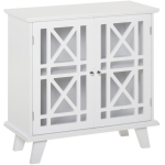 HOMCOM Storage Cabinet with Fretwork Doors and Shelf, Modern Freestanding Sideboard, Buffet, White
