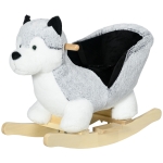 Qaba Toddler Rocking Chair Husky-Themed Rocking Animal with Wooden Base, Seat Belt for Kids 18-36 Months