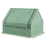 Outsunny Raised Garden Bed, Outdoor Metal Planter Box with Mini Greenhouse, Green and Silver