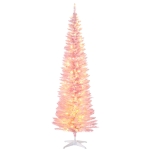 HOMCOM 5ft Flocked Pencil Christmas Tree With Berries & Pine Cones - Slim Artificial Tree
