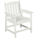 Outsunny All-Weather Patio Chair, HDPE Patio Dining Chair, Heavy Duty Wood-Like Outdoor Furniture for Garden, Backyard, Deck, Porch, Lawn, White