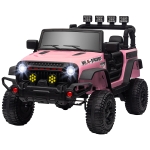 Qaba 12V Battery Powered Ride on Car, Ride on Truck w/ Remote, 4 Suspension Wheels, Music Horn Lights, Pink