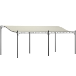 Outsunny 10' x 20' Wall-Mounted Outdoor Pergola Canopy, Metal Patio Canopy with Drainage Holes for Backyard Garden, Cream White