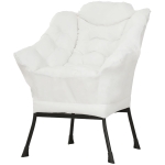HOMCOM Modern Accent Chair, Armchair with Side Pockets and Solid Steel Legs, Comfy Reading Chair for Living Room, Cream White