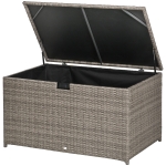 Outsunny 113 Gallon Outdoor Storage Box, Rattan Deck Box for Indoor, Patio Furniture Cushions, Pool Garden Tools, Gray