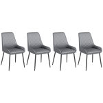 HOMCOM Upholstered Kitchen Chairs, Modern Dining Chairs Set of 4 with Diamond Tufting and Steel Legs for Dining Room, Grey