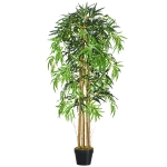 HOMCOM 5FT Artificial Bamboo Tree, Fake Plant with 1095 Leaves, Greenery Plant in Nursery Pot for Indoor , Green